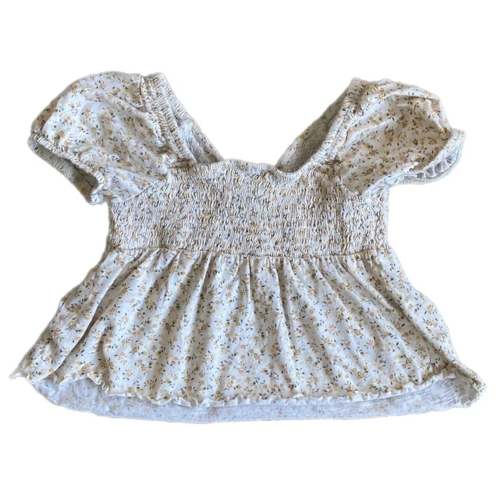 Art class Girls Smocked Crop Top Cream Floral Size‎ Medium (7/8)